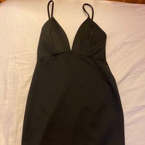 Missguided black plunging bodycon dress